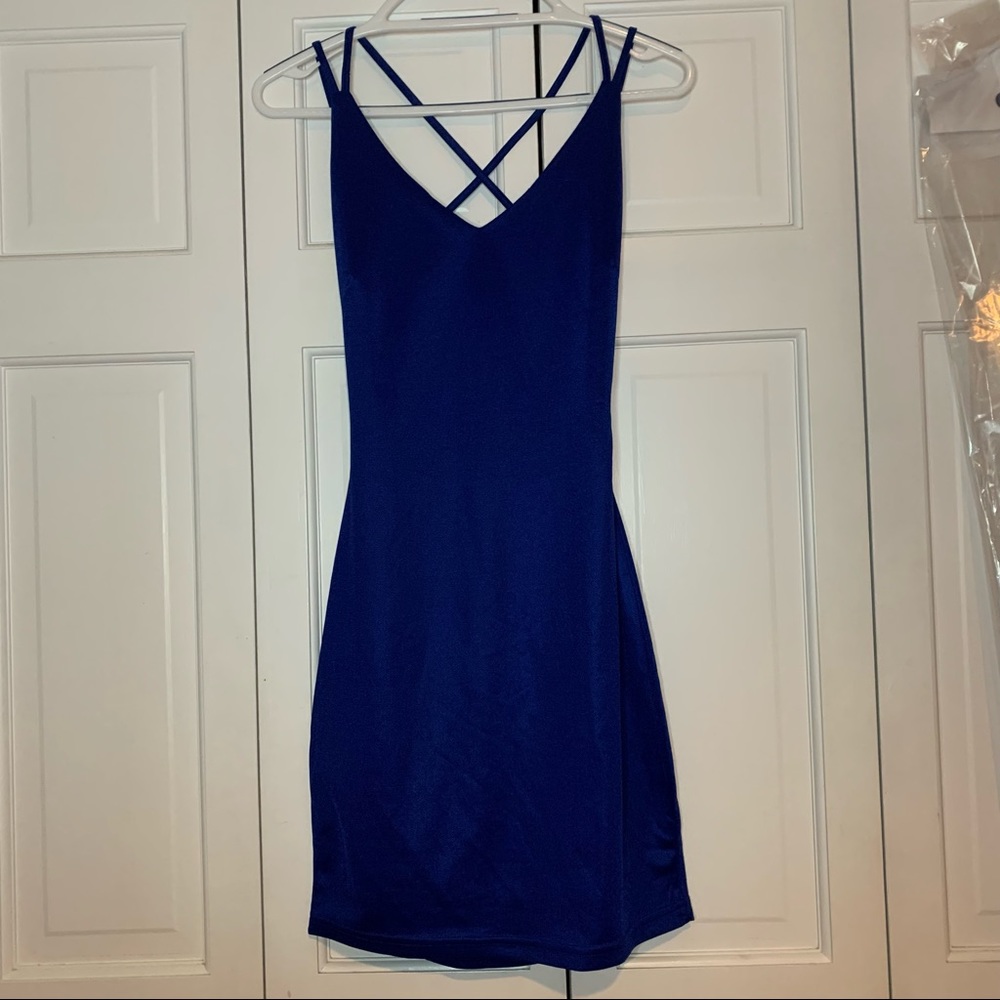 Mokoru Spandex and Poly Form Fitting, Backless Dress Size 3/Small. Royal Blue. - Picture 2 of 10